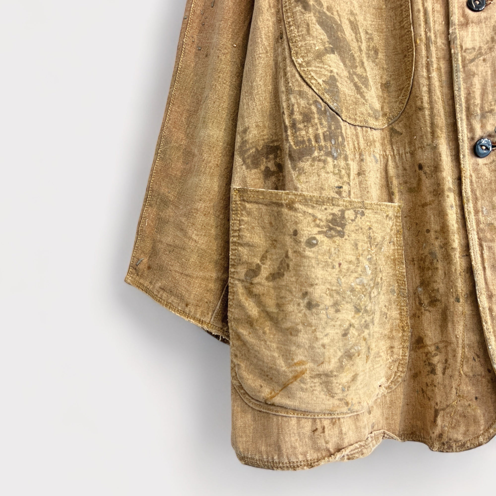 1940s Paint Splattered Canvas Chore Coat