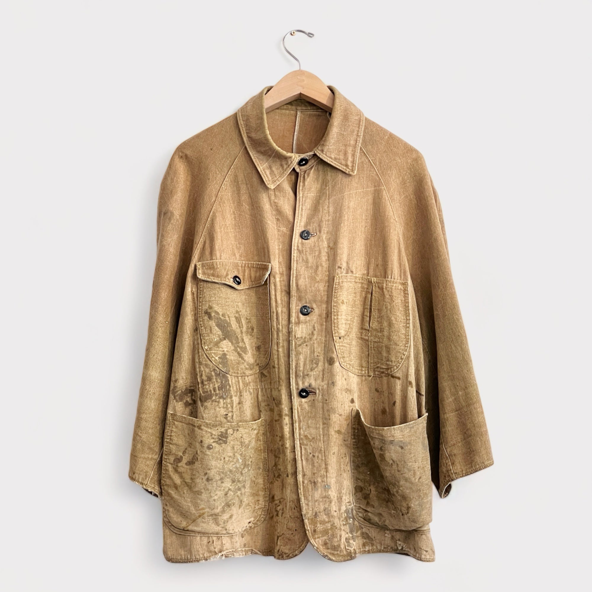 1940s Paint Splattered Canvas Chore Coat