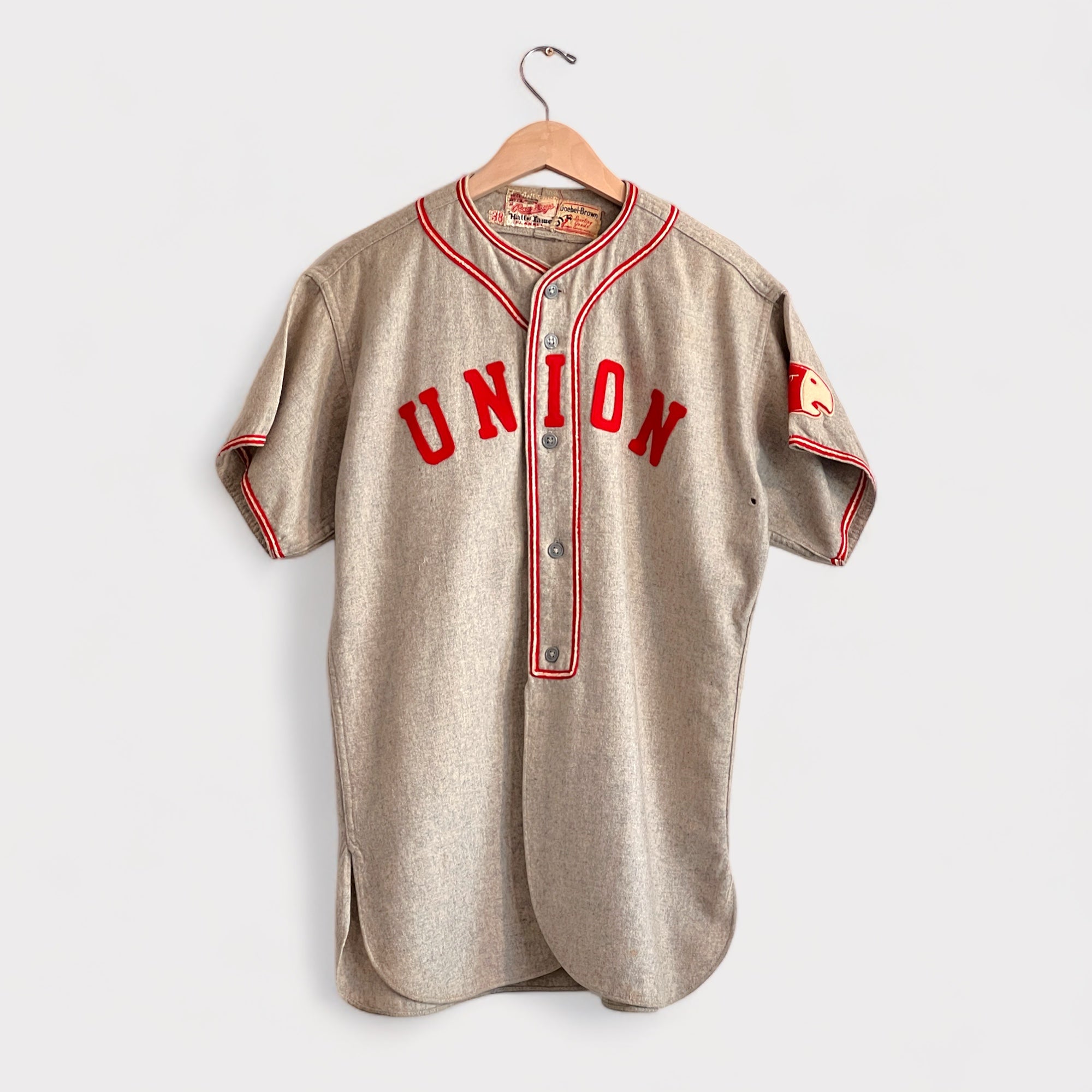 1950s Rawlings Wool “Union Red Hawks” Baseball Jersey
